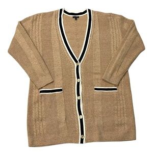 Talbots cable-knit cardigan sweater with tipped details -‎ Large